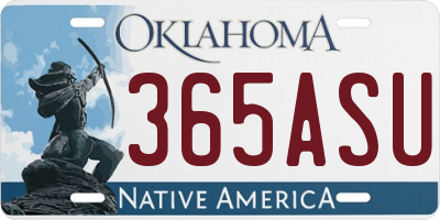 OK license plate 365ASU