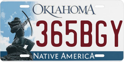 OK license plate 365BGY