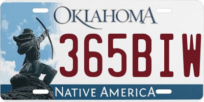 OK license plate 365BIW