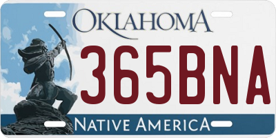 OK license plate 365BNA
