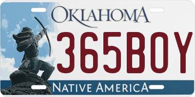 OK license plate 365BOY