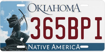 OK license plate 365BPI