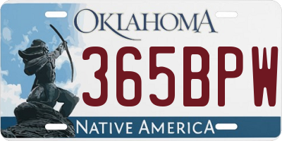 OK license plate 365BPW