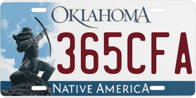 OK license plate 365CFA