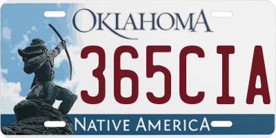 OK license plate 365CIA