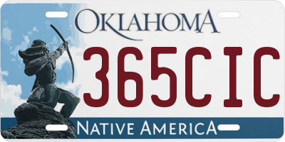 OK license plate 365CIC