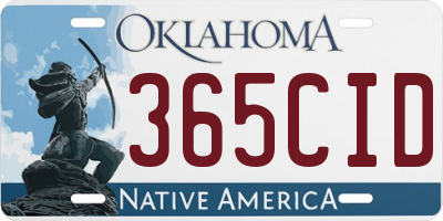 OK license plate 365CID