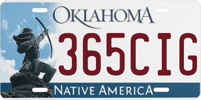 OK license plate 365CIG