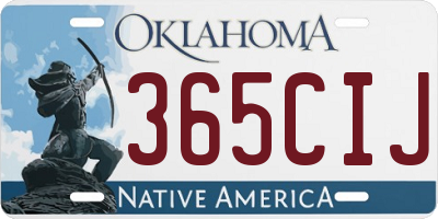 OK license plate 365CIJ