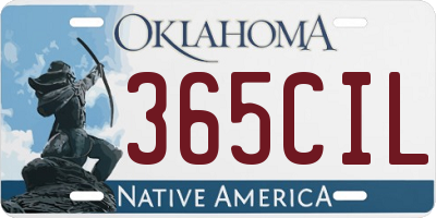 OK license plate 365CIL