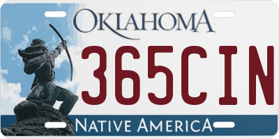 OK license plate 365CIN