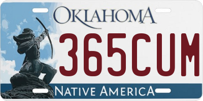 OK license plate 365CUM