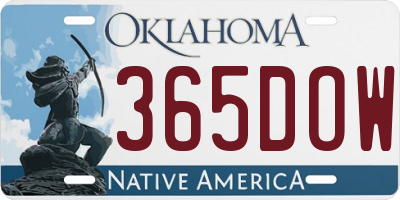 OK license plate 365DOW