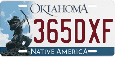 OK license plate 365DXF