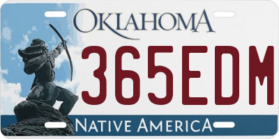 OK license plate 365EDM