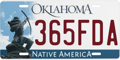 OK license plate 365FDA