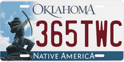 OK license plate 365TWC