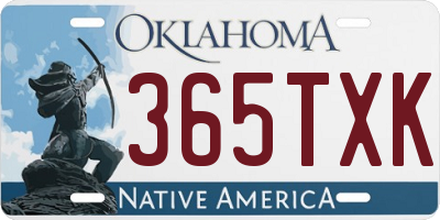 OK license plate 365TXK