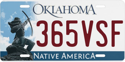 OK license plate 365VSF
