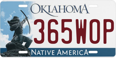OK license plate 365WOP