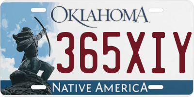 OK license plate 365XIY