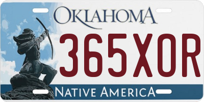 OK license plate 365XOR