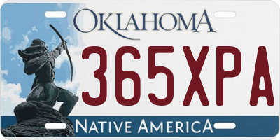 OK license plate 365XPA