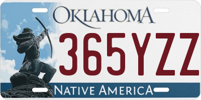 OK license plate 365YZZ