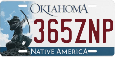 OK license plate 365ZNP