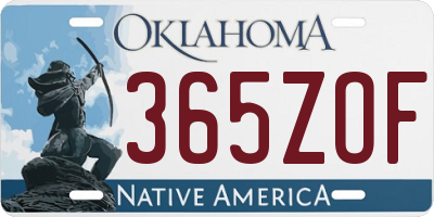 OK license plate 365ZOF