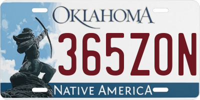 OK license plate 365ZON