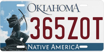 OK license plate 365ZOT