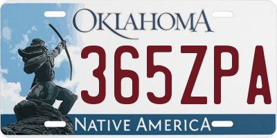 OK license plate 365ZPA