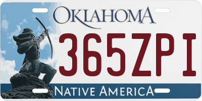 OK license plate 365ZPI