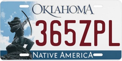 OK license plate 365ZPL