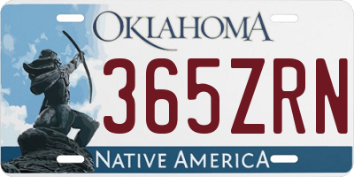 OK license plate 365ZRN