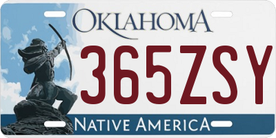 OK license plate 365ZSY