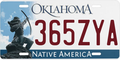 OK license plate 365ZYA
