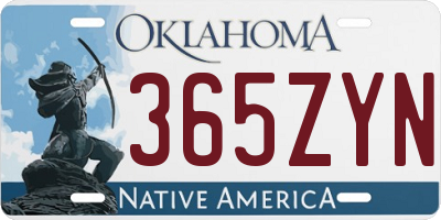 OK license plate 365ZYN