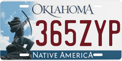 OK license plate 365ZYP