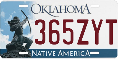 OK license plate 365ZYT