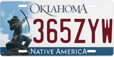 OK license plate 365ZYW