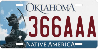 OK license plate 366AAA