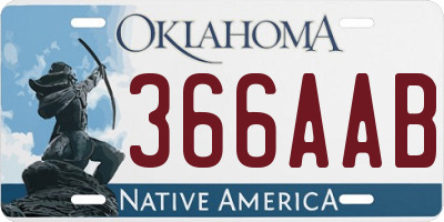 OK license plate 366AAB