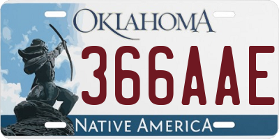 OK license plate 366AAE