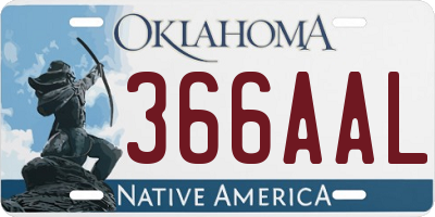 OK license plate 366AAL