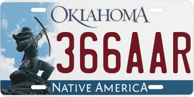 OK license plate 366AAR