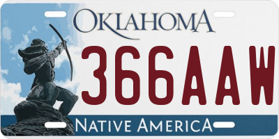 OK license plate 366AAW