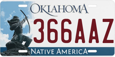 OK license plate 366AAZ