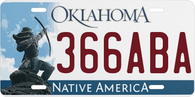 OK license plate 366ABA